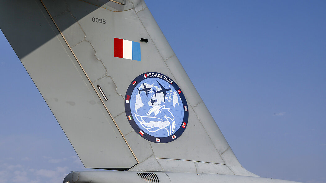 écusson de 'opéraion pégase sur la dérive de l'avion de chasse