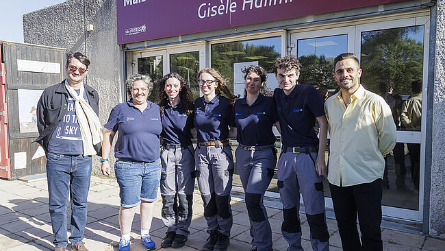 Les volontaires du Service Civique et du Corps EU de Solidarité avec Claudie Geoffroy, Lucas Durand et Maxime Javerzac conseillers municipaux