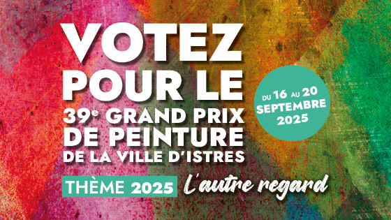 Visuel COULEURS : rose, vert.. avec text votez pour le 39 eme grand prix de peinture de la ville d'istres