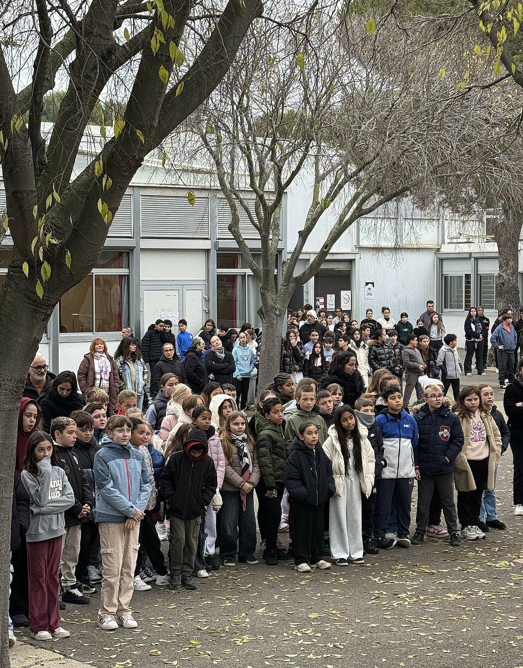 Les enfants dns la cour du collège