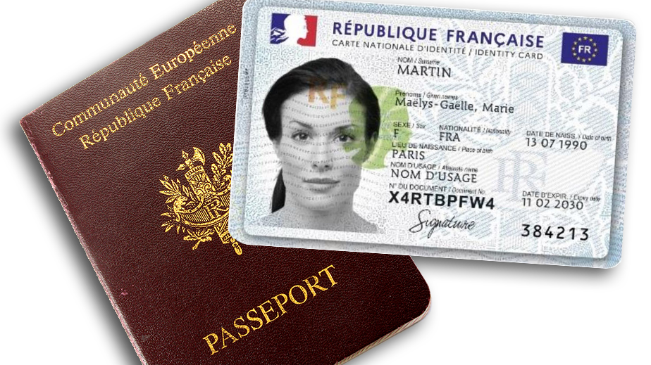 Illustration d'un passeport et d'une carte d'identité - France
