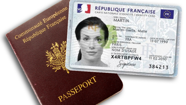 Illustration d'un passeport et d'une carte d'identité - France