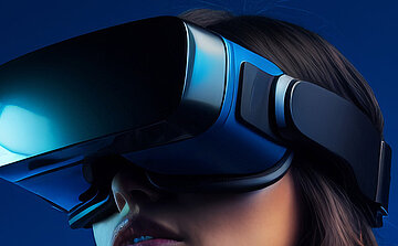 Casque réalité virtuelle sur femme