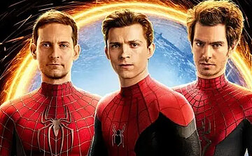 photo du flim spiederman avec les acteurs Tom Holland  Tobey Maguire  Andrew Garfield
