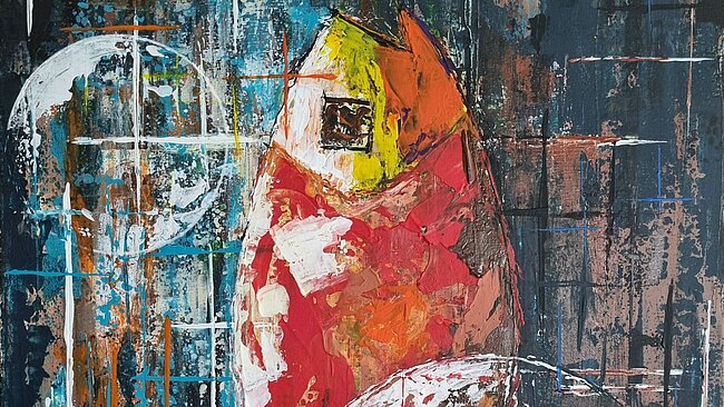 peinture sur toile représentant un poisson