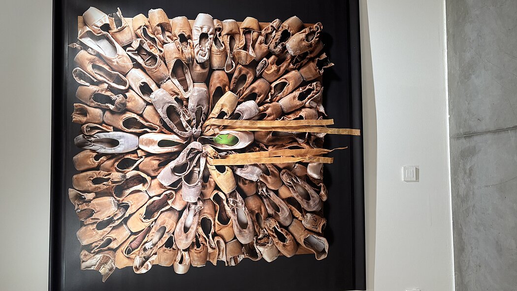 tableau réalisé avec des chaussons de sanse