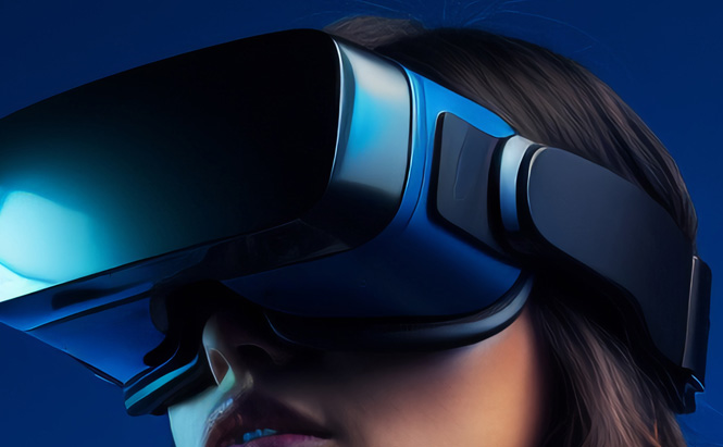 Casque réalité virtuelle sur femme