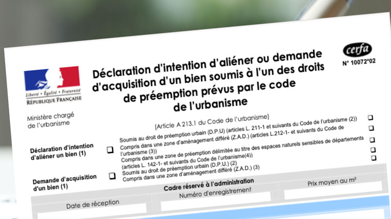 DIA (déclaration d'intention d'aliéner) lien vers le DIA de la métropole