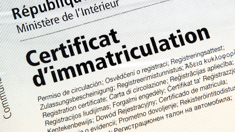 CERTIFICAT D'IMMATRICULATION