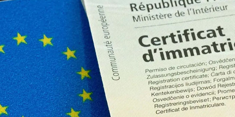 CERTIFICAT D'IMMATRICULATION